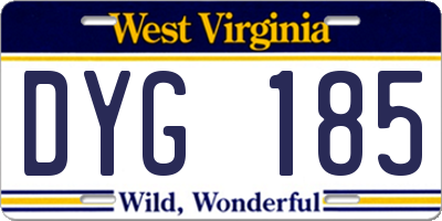 WV license plate DYG185