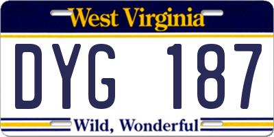 WV license plate DYG187