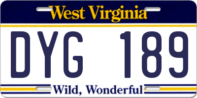 WV license plate DYG189