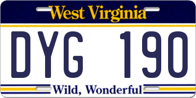 WV license plate DYG190