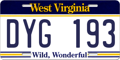 WV license plate DYG193