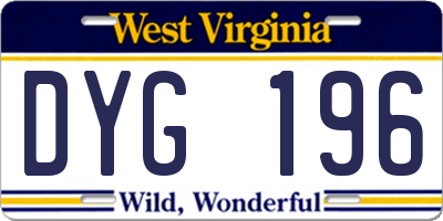 WV license plate DYG196