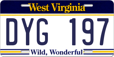 WV license plate DYG197