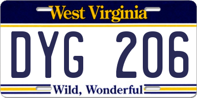 WV license plate DYG206