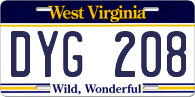 WV license plate DYG208
