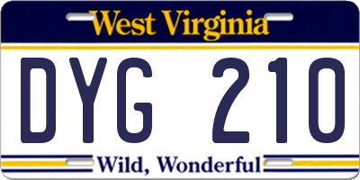 WV license plate DYG210