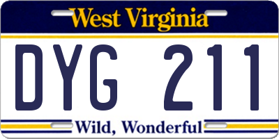 WV license plate DYG211