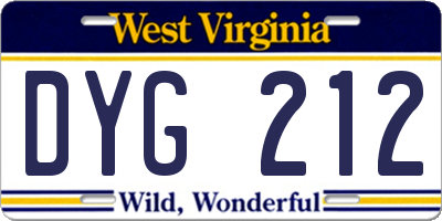 WV license plate DYG212