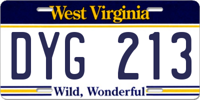 WV license plate DYG213