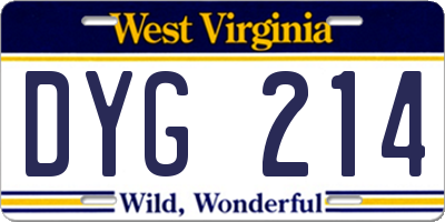 WV license plate DYG214