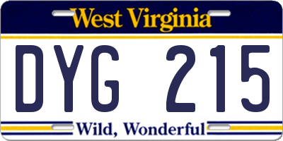 WV license plate DYG215