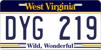 WV license plate DYG219