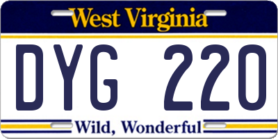 WV license plate DYG220
