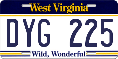 WV license plate DYG225