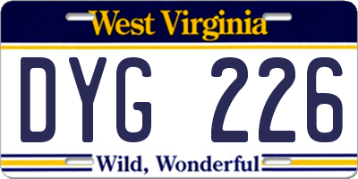 WV license plate DYG226