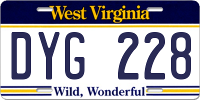 WV license plate DYG228