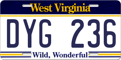 WV license plate DYG236