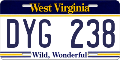 WV license plate DYG238