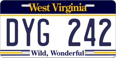 WV license plate DYG242