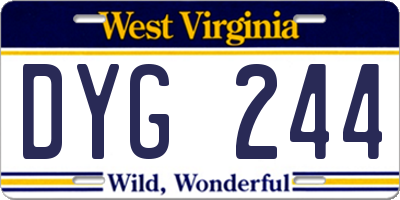 WV license plate DYG244