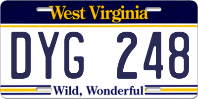 WV license plate DYG248