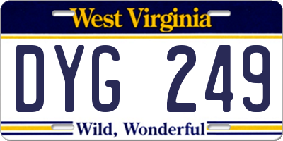 WV license plate DYG249