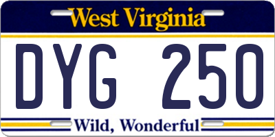 WV license plate DYG250