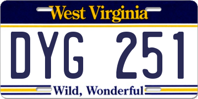 WV license plate DYG251