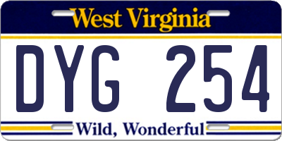 WV license plate DYG254