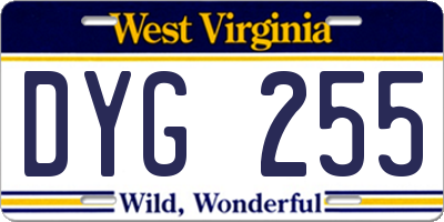 WV license plate DYG255