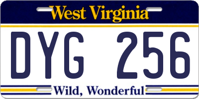 WV license plate DYG256