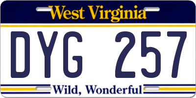 WV license plate DYG257