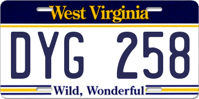 WV license plate DYG258