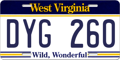 WV license plate DYG260