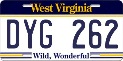 WV license plate DYG262