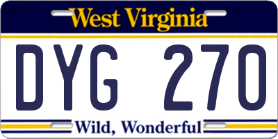 WV license plate DYG270