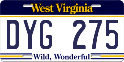 WV license plate DYG275