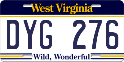 WV license plate DYG276