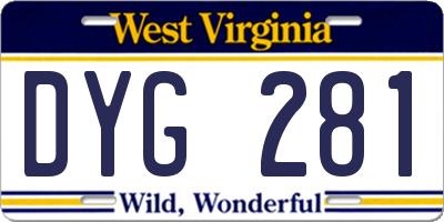 WV license plate DYG281