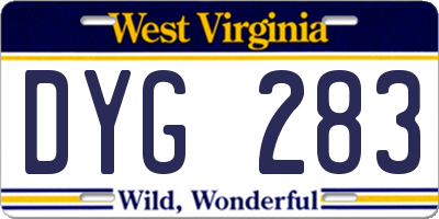 WV license plate DYG283