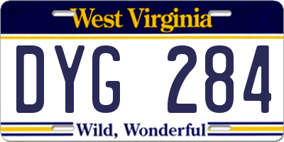 WV license plate DYG284