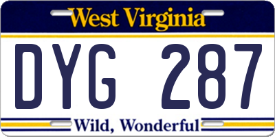 WV license plate DYG287