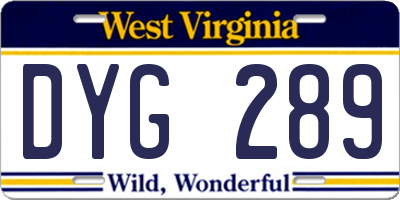 WV license plate DYG289