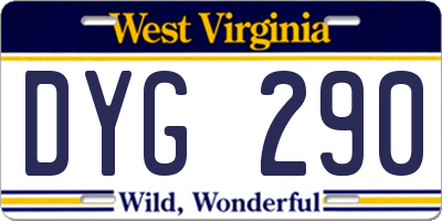 WV license plate DYG290