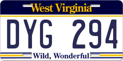WV license plate DYG294