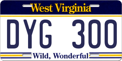 WV license plate DYG300