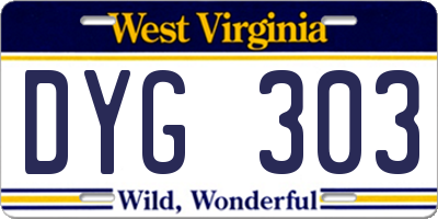 WV license plate DYG303