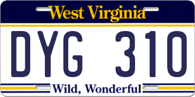 WV license plate DYG310