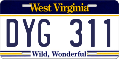 WV license plate DYG311