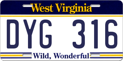 WV license plate DYG316
